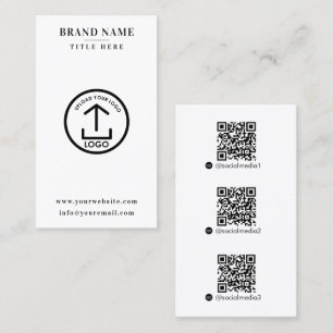 White Scannable Digital Contact QR Code Logo Business Card