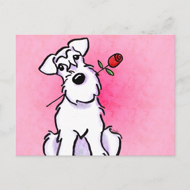 White Schnauzer Sweetheart Off-Leash Art™ Postcard (Front)