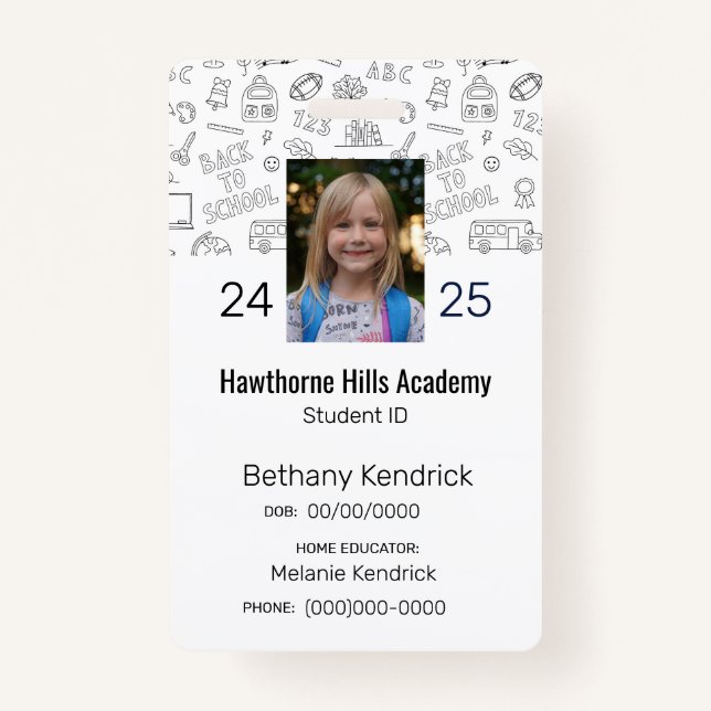 White School Icons Homeschool Student ID Badge (Devant)