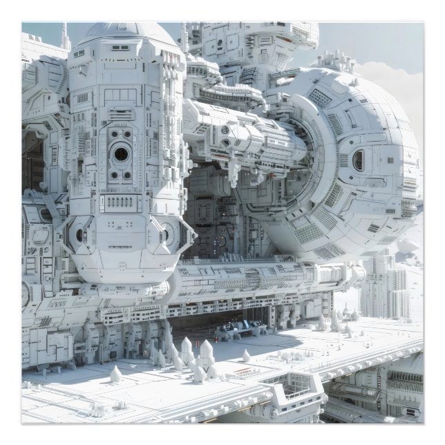 White Sci-Fi Space Base Photo Print (Front)