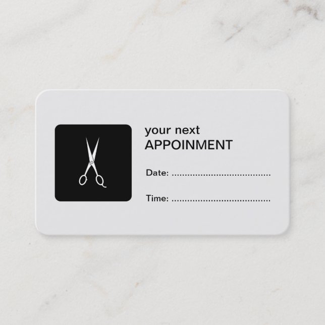 White Scissors Appointment Card (Front)