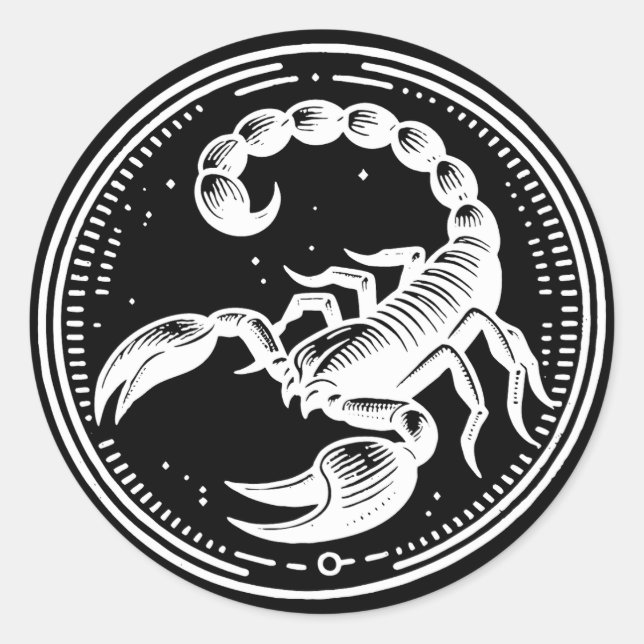 White Scorpion Astrology Zodiac Sign Scorpio Classic Round Sticker (Front)