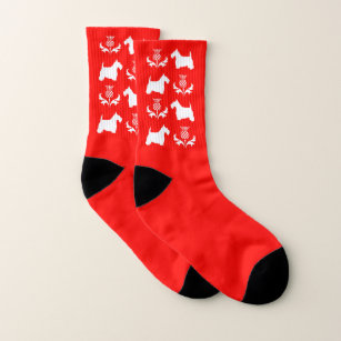 White Scottie and Thistle Your Background Colour Socks