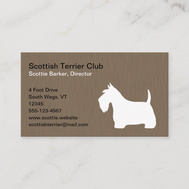 White Scottish Terrier Silhouette | Scottie Dog Business Card (Front)