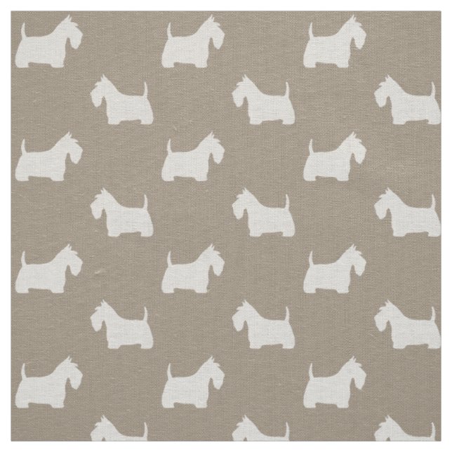 White Scottish Terrier Silhouettes | Scottie Dogs Fabric (Swatch)