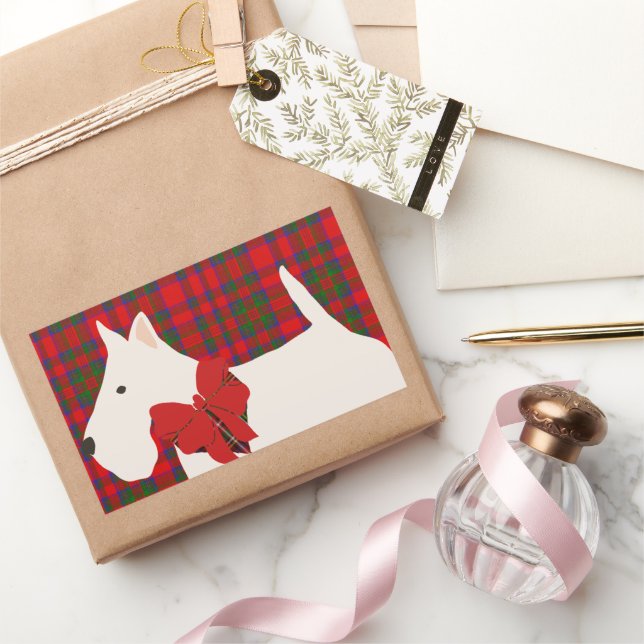 White Scottish Terrier Tartan  Sticker (Gifting)