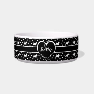 White Scottish Terriers (Scottie Dogs) - Black Bowl