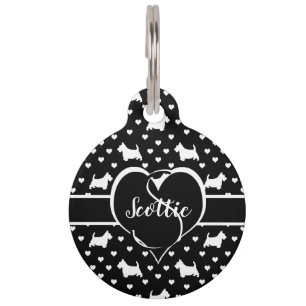 White Scottish Terriers (Scottie Dogs) - Black Pet Tag