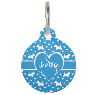White Scottish Terriers (Scottie Dogs) Blue Pet Tag