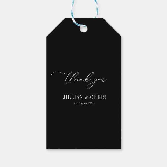 white script black wedding gift tags (Front)