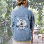 White Script Calligraphy Modern Wedding Bride Denim Jacket<br><div class="desc">Cute and simple white flower Mrs. Last Name jean jacket design for a new bride! Perfect for taking cute wedding photos, or for someone to give to a bride at a bridal shower or bachelorette party. Not only can it be a great wedding day prop, but it is a lasting...</div>