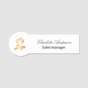 White script elegant business empoyee logo name tag