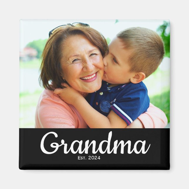White Script Established Grandma  Magnet (Front)