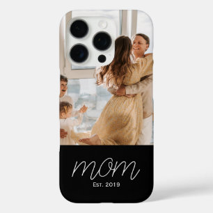 White Script Established Mom Black Customizable  iPhone 16 Pro Case