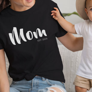 White Script Established Mom Black T-Shirt