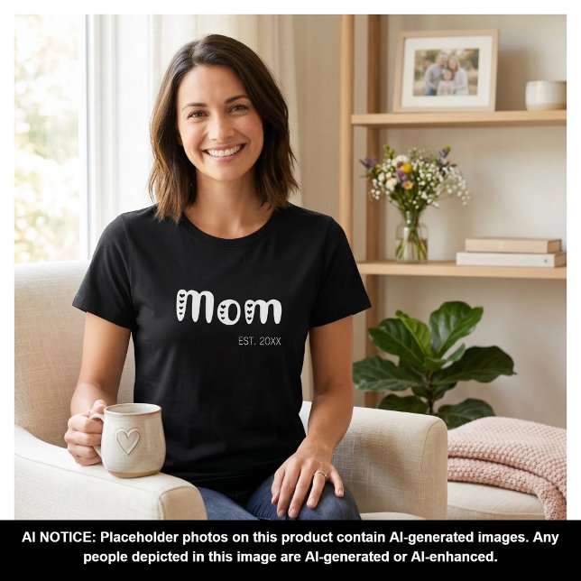 White Script Established Mom Cute Hearts T-Shirt (Creator Uploaded)