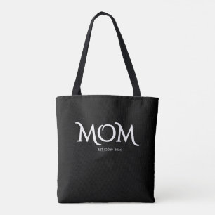 White Script Established Mom Mother's Day  Tote Bag