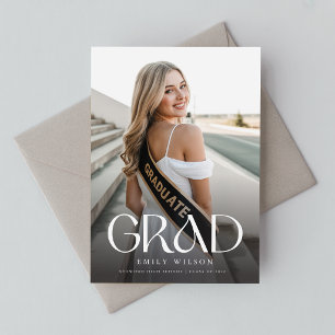 White Script Graduate Photo Graduation Thank You Postcard