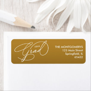 White Script Graduation Gold Return Address