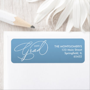 White Script Graduation Powder Blue Return