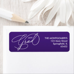 White Script Graduation Purple Return Address