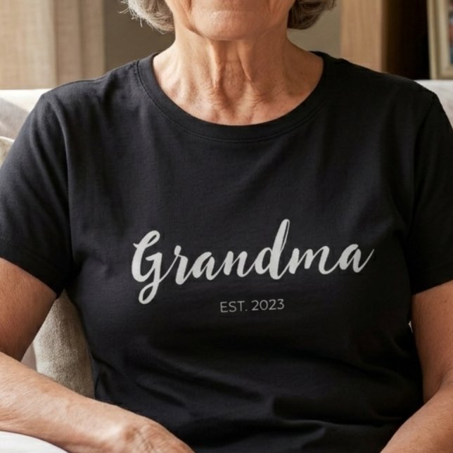 White Script Grandma Established Black T-Shirt (Creator Uploaded)