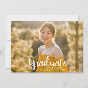 White Script Modern Graduate Photo Graduation Invitation