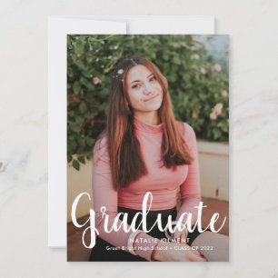 White Script Modern Graduate Photo Graduation Invitation