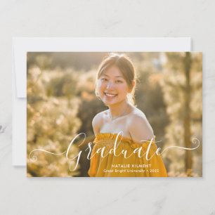 White Script Modern Graduate Photo Graduation Invitation