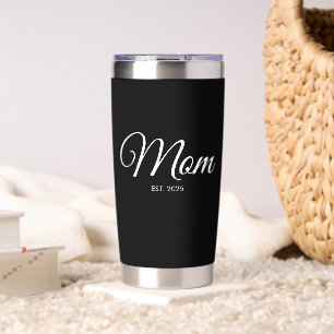 White Script Mom Established New Mom Gift Insulated Tumbler