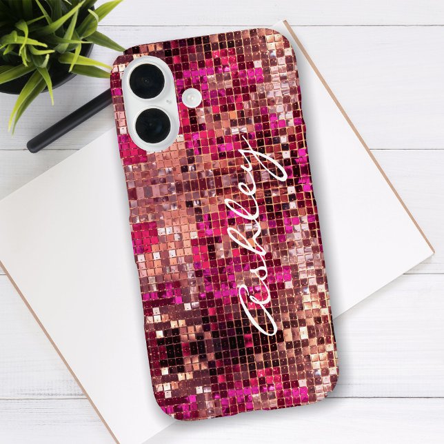 White Script Name on Glitter Case-Mate iPhone Case (Creator Uploaded)
