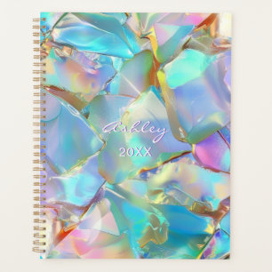 White Script Name on Opal Background, Year Planner