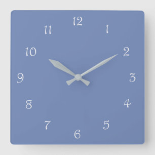 White Script Numbers On Blue wccn Square Wall Clock
