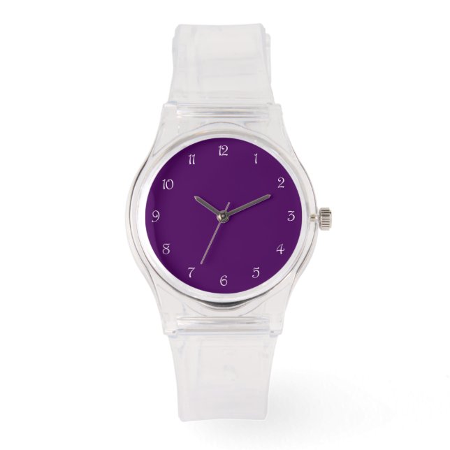 White Script Numbers On Purple wacnt Watch (Front)