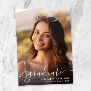 White Script Photo Acrylic Graduate Announcement