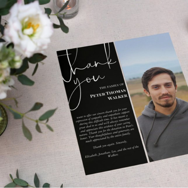 White Script & Photo Funeral Thank You (Creator Uploaded)