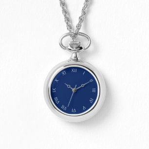 White Script Roman Numbers On Blue wacnt Watch