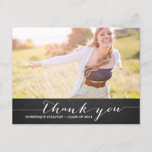 White Script Rustic Graduation Thank You Postcard