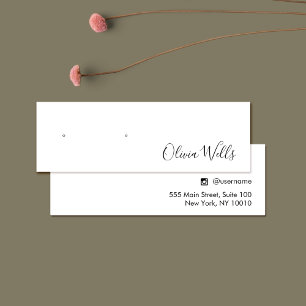 White Script Stud Earring Jewellery Display Card