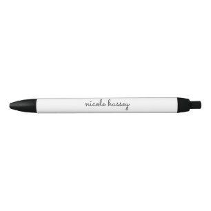 White Script    Stylish Monogram Modern Minimalist Black Ink Pen