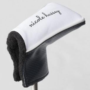 White Script Stylish Monogram Modern Minimalist Golf Head Cover