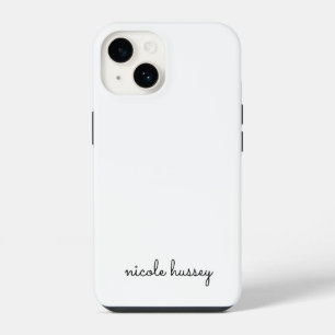 White Script Stylish Monogram Modern Minimalist iPhone 14 Case