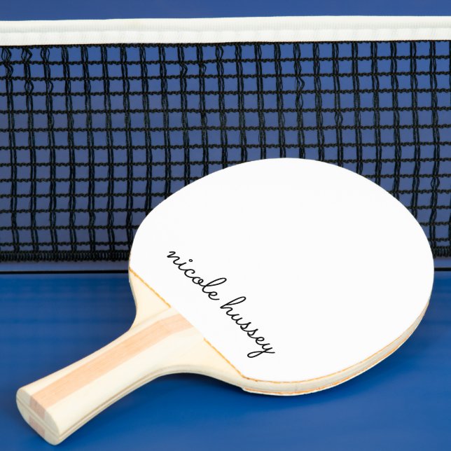 White Script  | Stylish Monogram Modern Minimalist Ping Pong Paddle (Insitu)