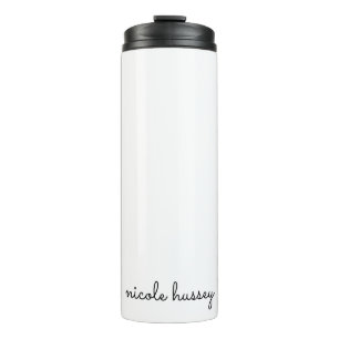White Script    Stylish Monogram Modern Minimalist Thermal Tumbler