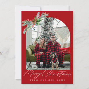 White script trendy holiday moving announcement