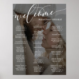 White Script Welcome Photo Wedding Seating Chart