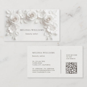 White Sculptural 3D Flowers Business Card
