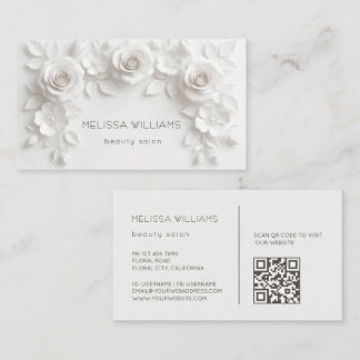 White Sculptural 3D Flowers Business Card