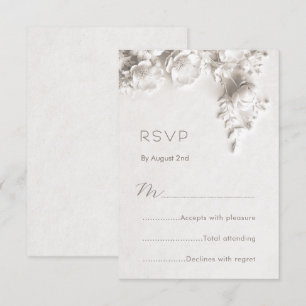 White Sculptural Flowers Wild Roses RSVP Card