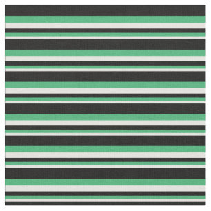 White, Sea Green & Black Coloured Pattern Fabric